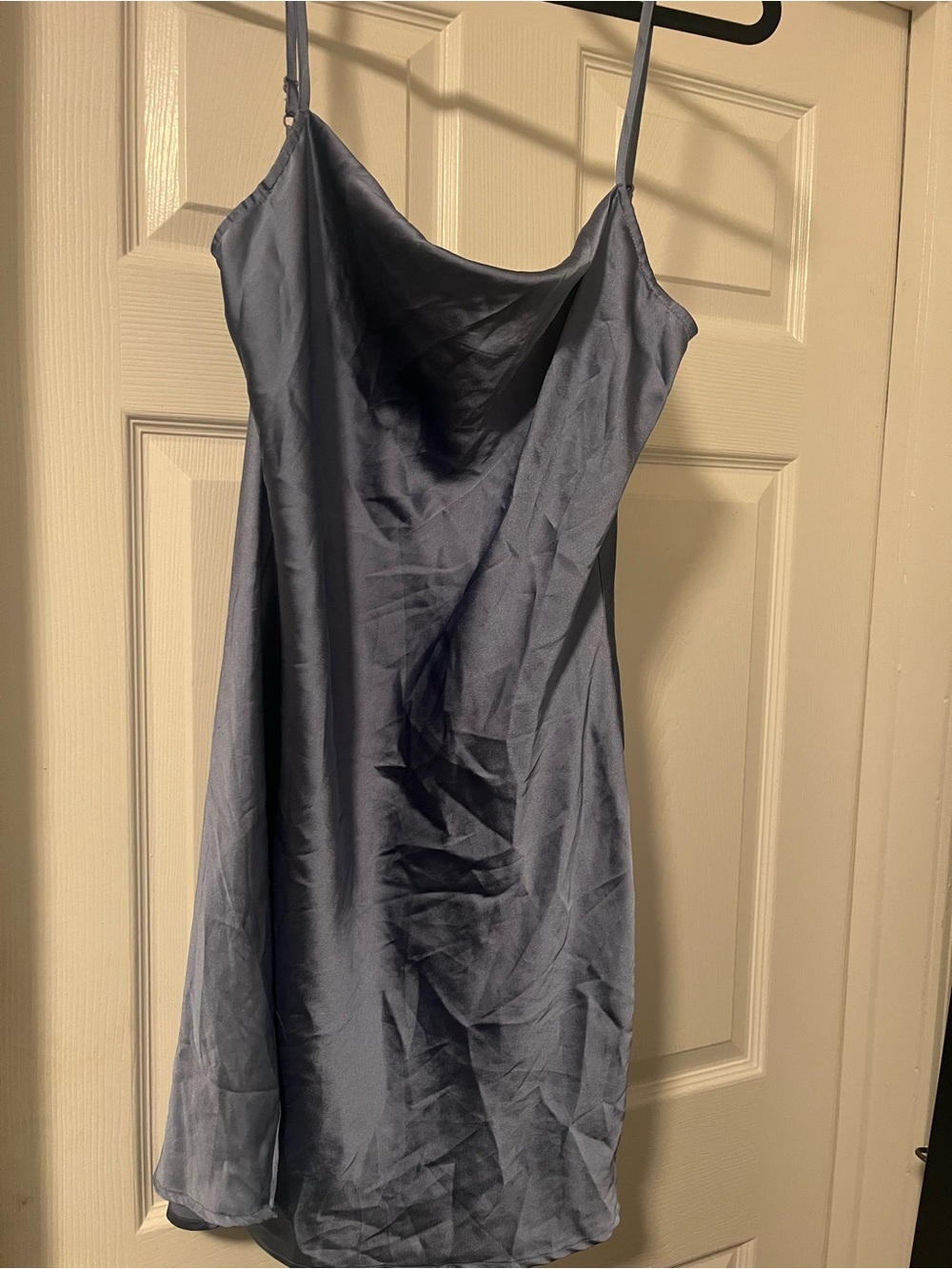 Guess Slate Blue Satin Slip Mini Dress